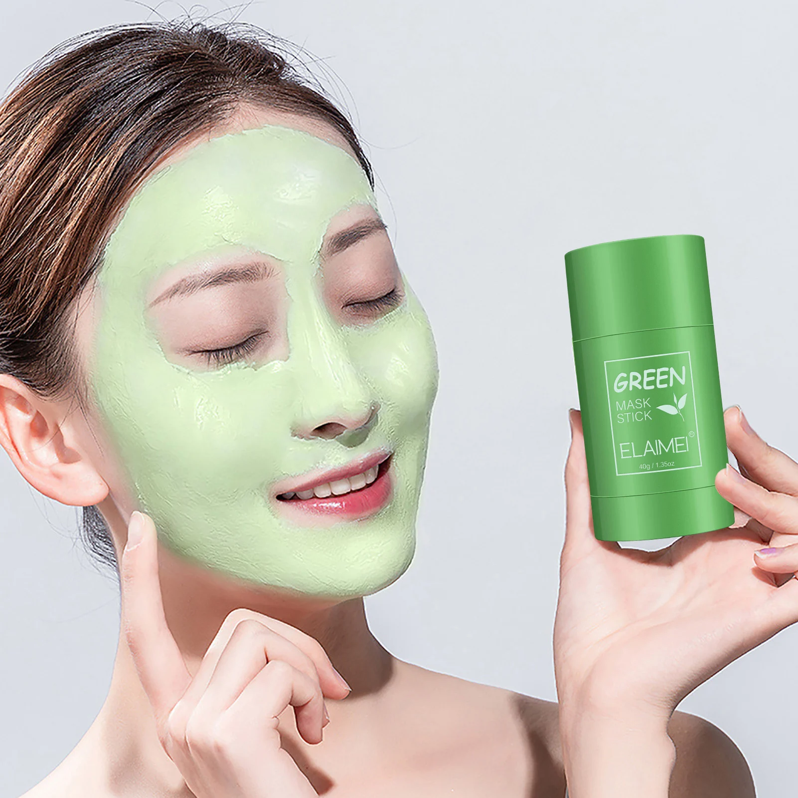

Green Tea Cleansing Solid Mask Purifying Clay Stick Mask Oil Control Anti-Acne Eggplant Skin Care Whitening Care Face