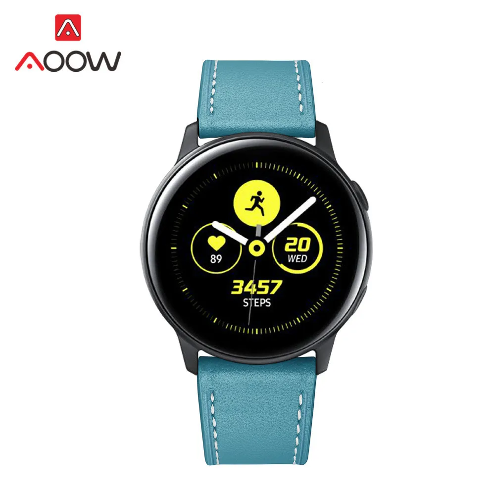 20 мм ремешок из натуральной кожи для samsung Galaxy Watch Active 42 мм gear S2 huawei Garmin vivoactive Amazfit BIP Молодежный браслет