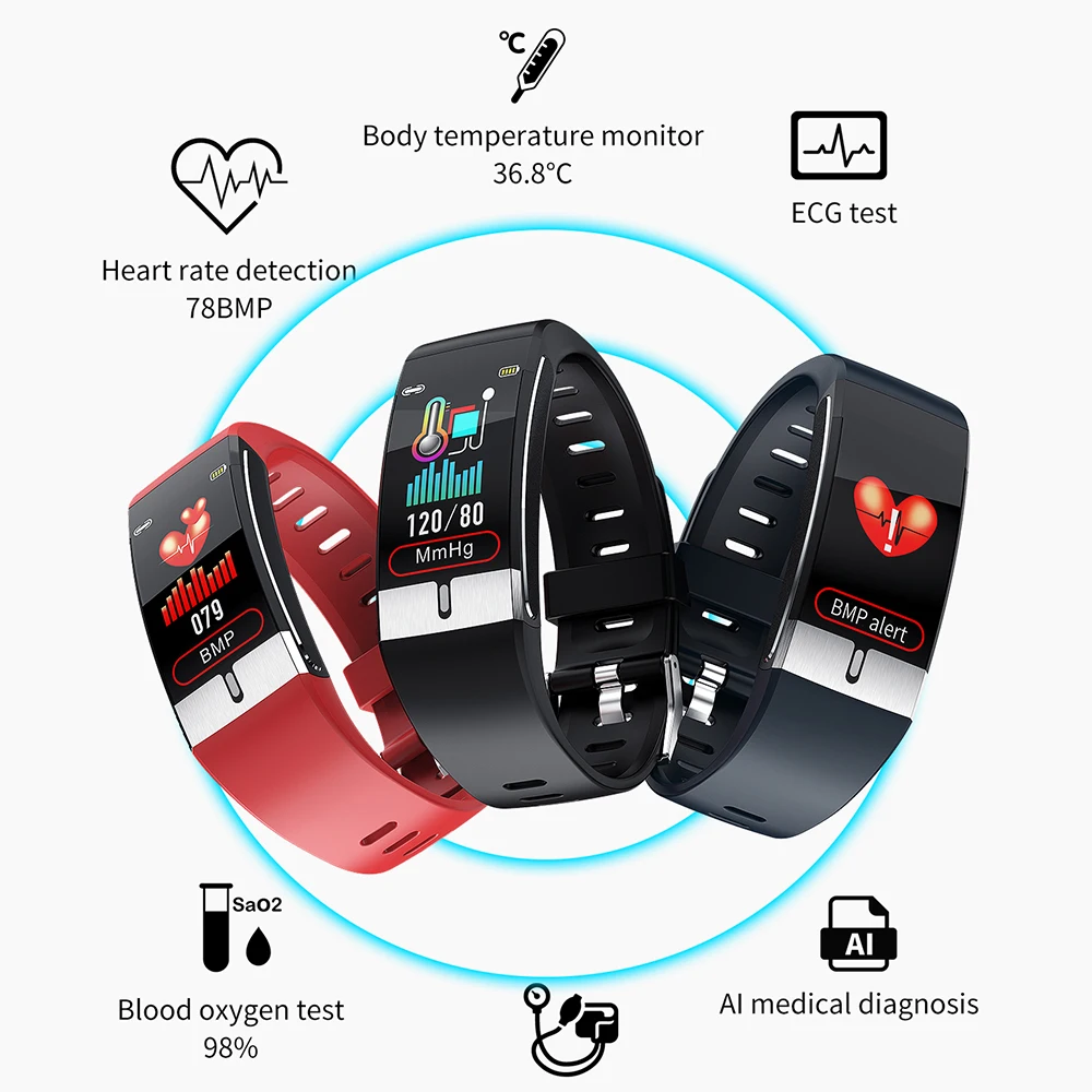 

Smart Watch Men E66 Body Temperature ECG PPG Waterproof Sport Bracelet Blood Oxygen Heart Rate Smartwatch For iOS Android