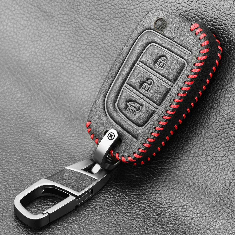 Чехол для ключей из натуральной кожи Hyundai Elantra Solaris 2016 2017 2018 2019 2020 3 кнопки складной