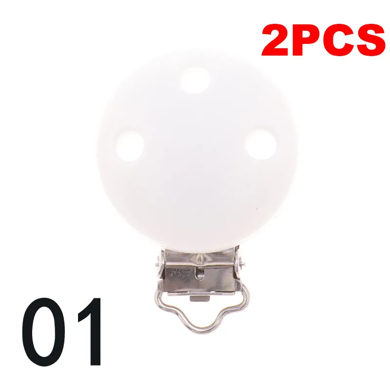 RC-01 White Fkisbox 2pcs Mouse Pacifier Clip Silicone Bead Baby Teether& Plastic Teething Accessories Nipple Clasps Toy DIY Round Koala - Цвет: RC-01 White