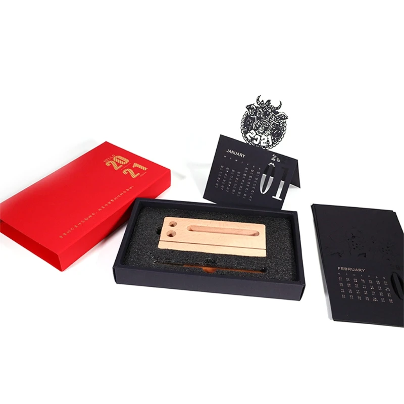 2021 китайский новый год 3D настольный календарь гравировка ремесла ручка для