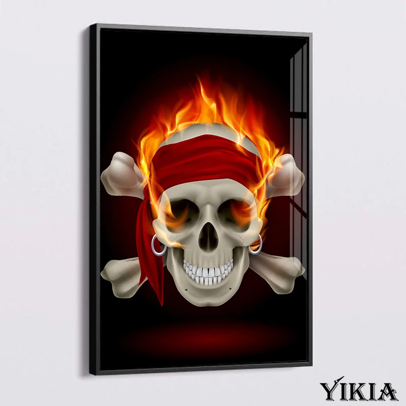 

Red Flame Skull Canvas Painting Abstract Art Poster Creativity canvas print Picture Nordic Home Decoration Living Room cuadros