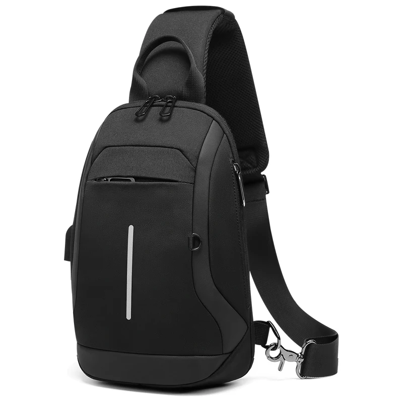 

Fashion Shoulder Bag Men For 9.7" IPad Chest Packs With USB Charging Port Messenger Bag Waterproof Crossbody Bags Male