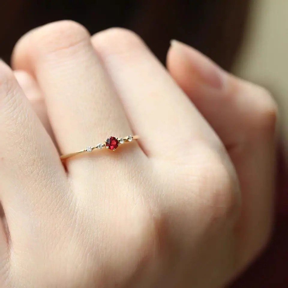 [Fine] S925 Silver Ruby Ring Niche Exquisite Simple Cold Style Advanced Ins Popular Net Red Light Luxury | Украшения и аксессуары