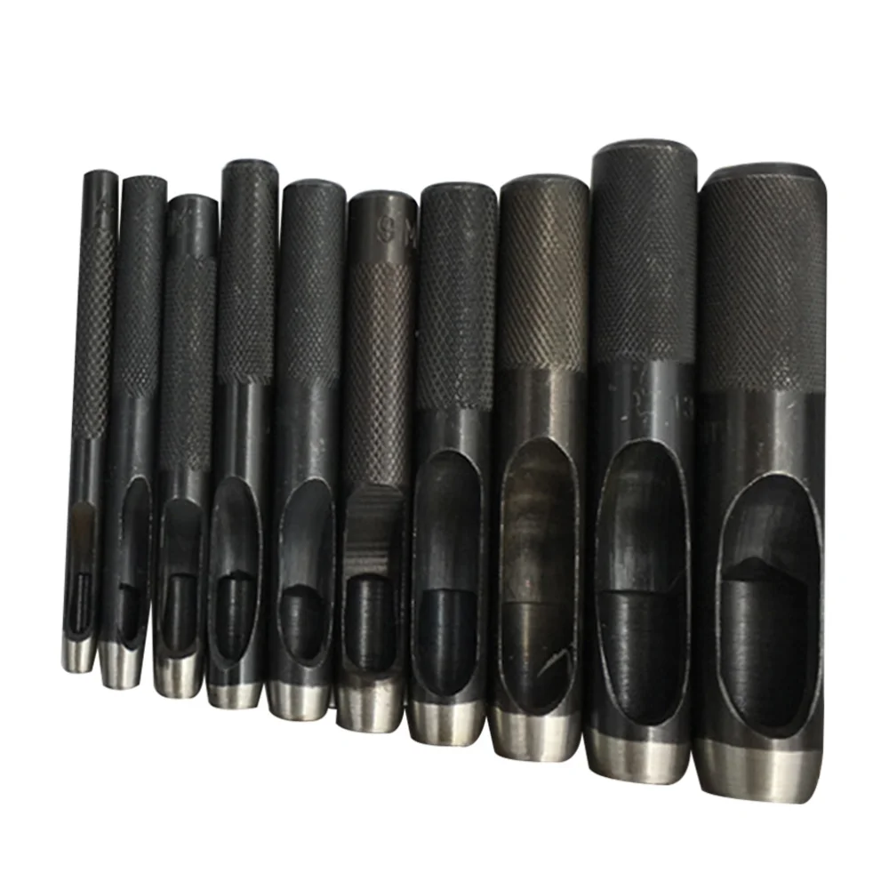 

10 Pcs Round Carbon Steel Leather Craft Hollow Hole Punch Gasket Tools 1mm-10mm for Leather Belt Band