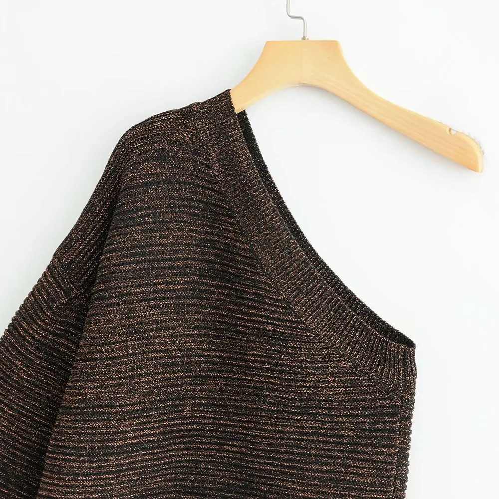 2019 осенний ассиметричный один вязаный свитер пуловер Женская зимняя одежда с