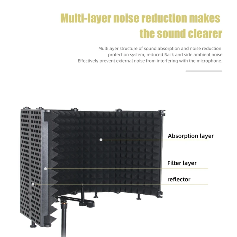 

5 Panel Foldable Recording Studio Microphone Windshield Isolation Cover Recording Sound-Absorbing Foam Panel