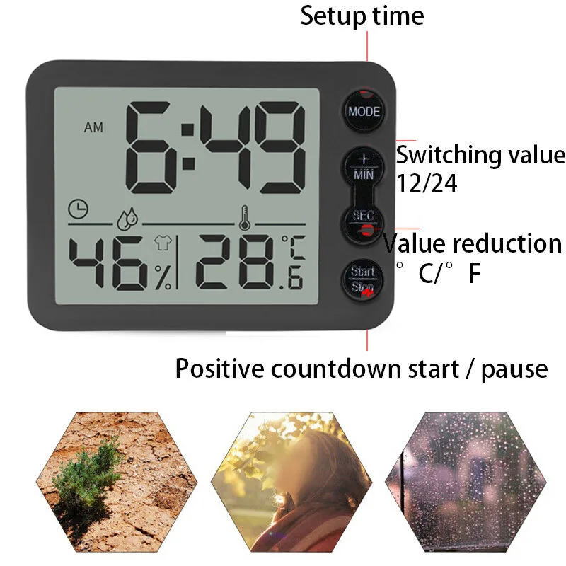 Цифровой будильник таймер Термогигрометр для помещения с ЖК дисплеем бытовые