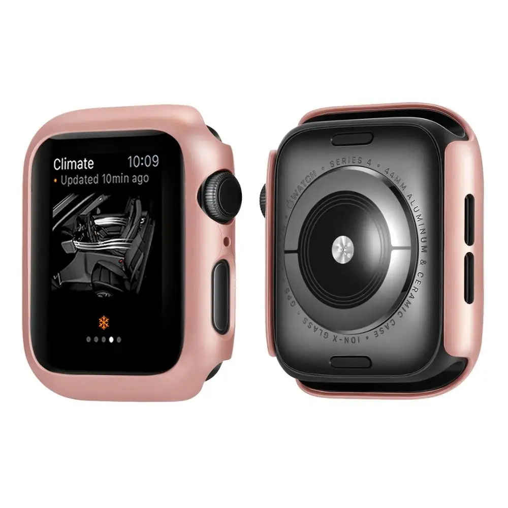Матовый чехол для Apple Watch 4 44 мм 40 мм защитная рамка защитная оболочка идеальный бампер чехол для iWatch 4 крышка - Цвет: rose pink