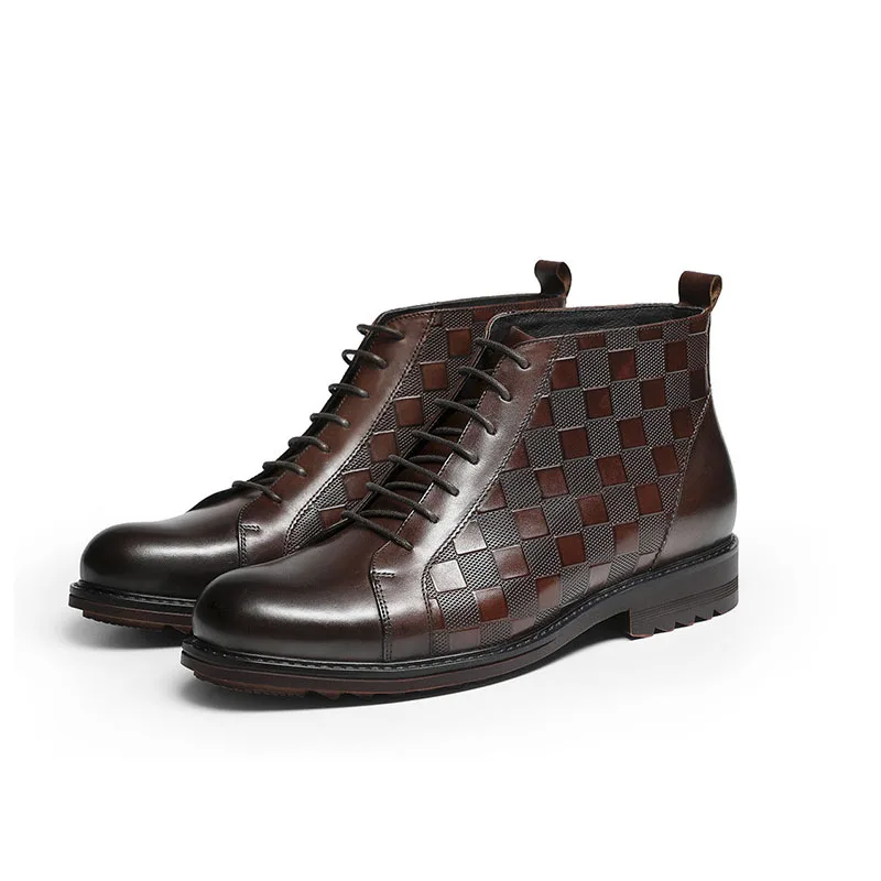 

Men Martins Boots Ankle Boots Genuine Leather Casual Lace-Up Winter Warm Boots Men's Desert Boots High Top Shoes For Men C20
