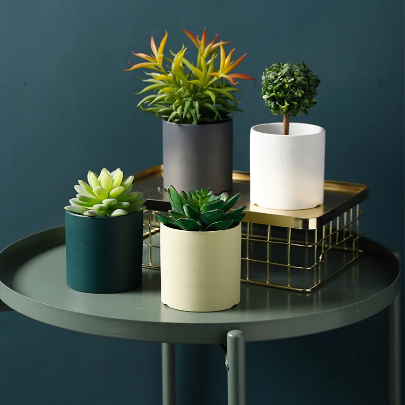 Цветочный горшок в скандинавском стиле 8 см/3 дюйма с подносом цветной