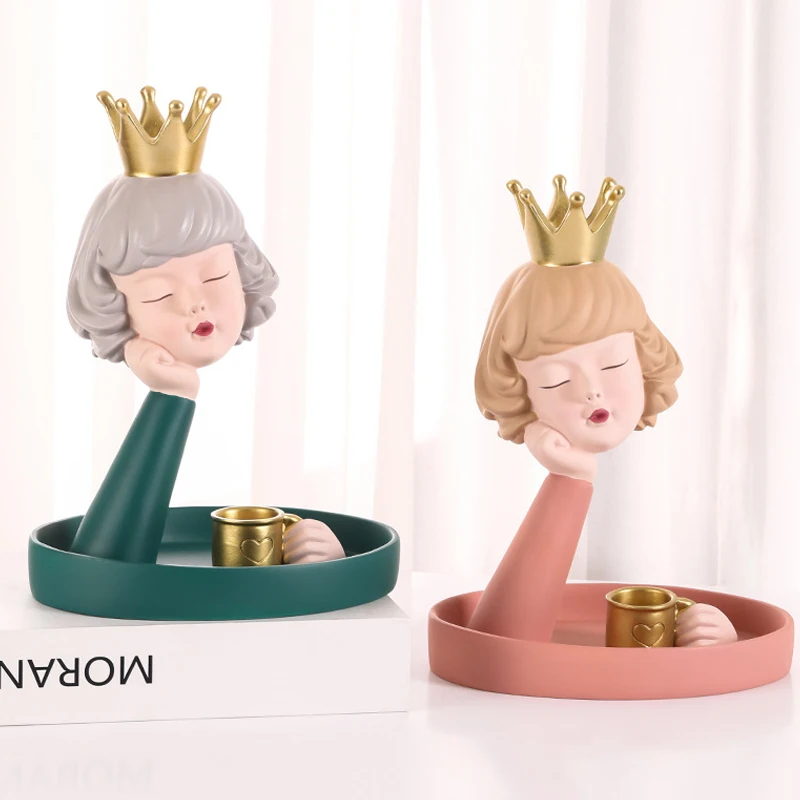 

Creative Resin One-handed Face Girl Storage Tray Sculpture Ornaments Receives Fruit Plate Crafts Home Decoration Accessories