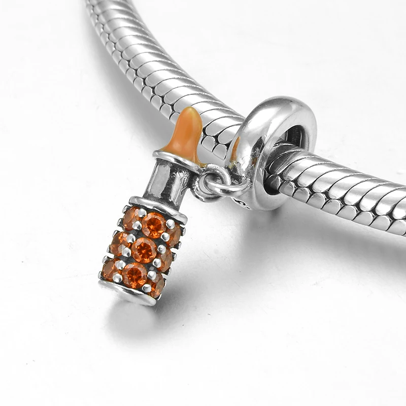 Оранжевая губная помада из стерлингового серебра 925 пробы очаровательные