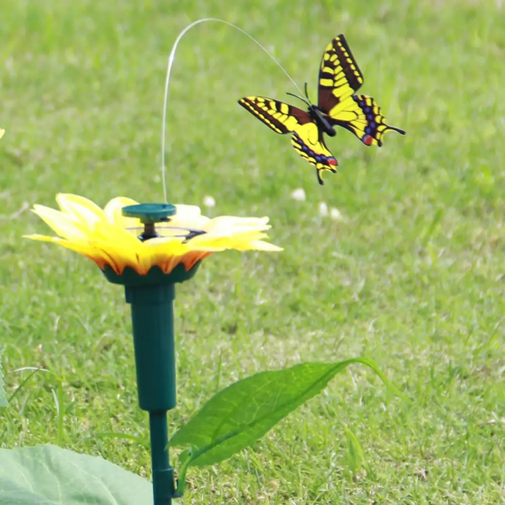 

Solar Powered Flying Butterfly Bird Sunflower Yard Garden Stake Ornament Decor Flying Butterfly Bird