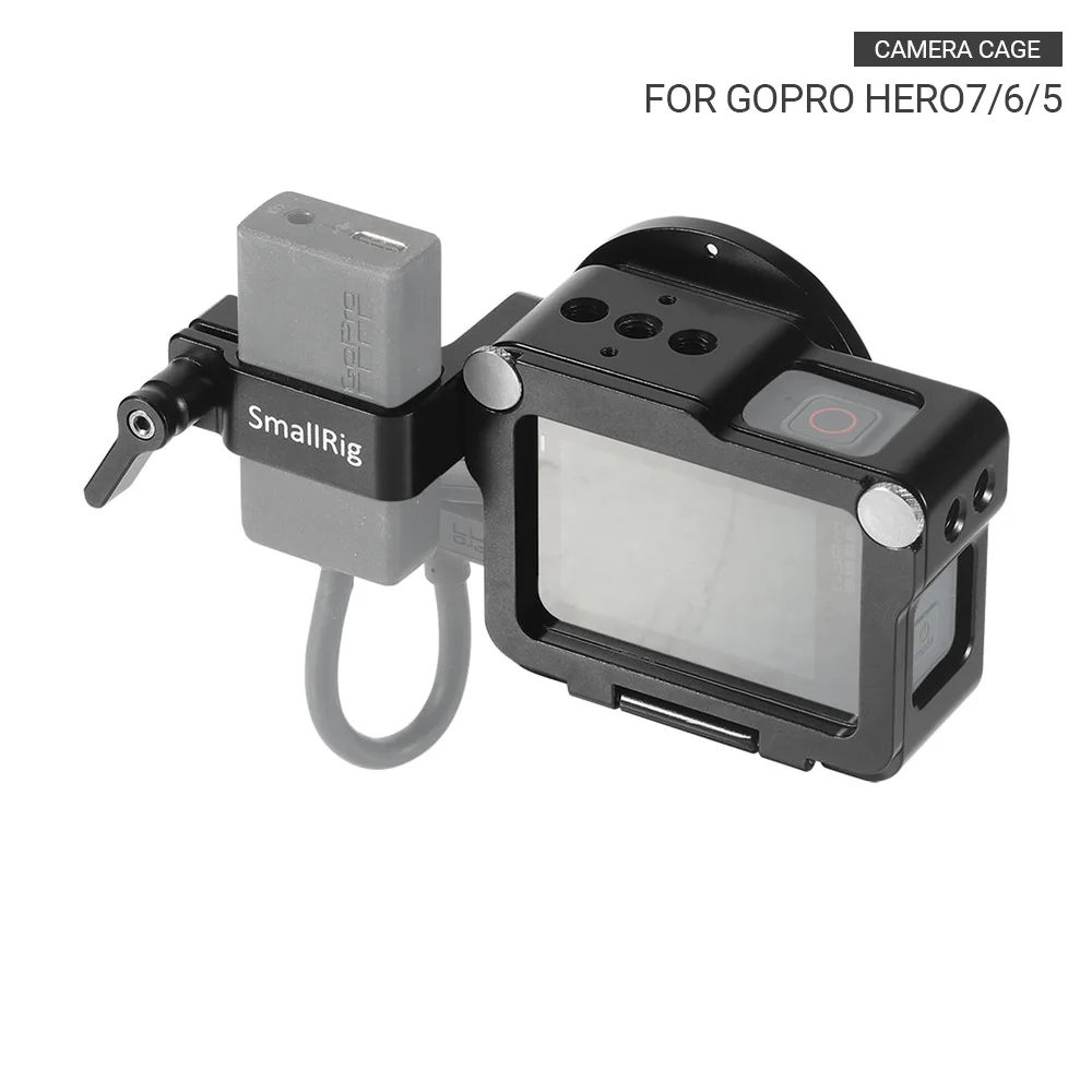 Камера для видеосъемки SmallRig черная клетка GoPro HERO7/6/5 с адаптером Gopro mic крепление