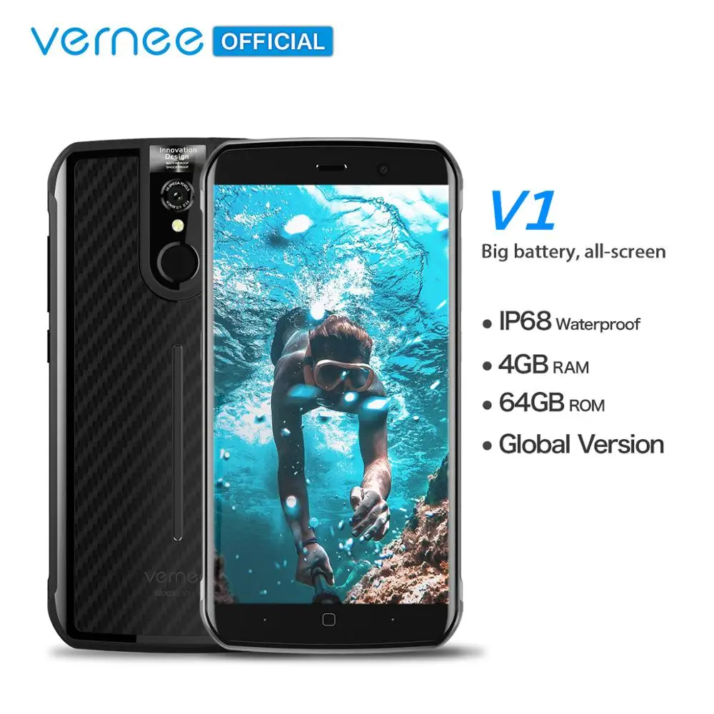 Глобальная версия Vernee V1 IP68 Водонепроницаемый надежные смартфоны Helio P25 4 Гб 64 5