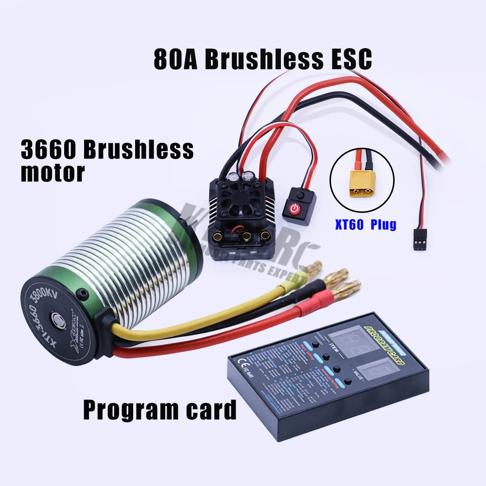 XT60 plug 1 шт. MAX10 SCT RTR 80A бесщеточный ESC+ X-TEAM 3660 3800KV набор бессенсорных моторов+ светодиодный модуль для 1/10 RC автомобилей - Цвет: XT60 plug