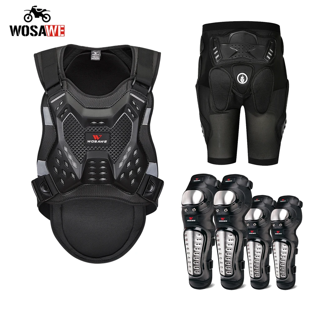 

WOSAWE Motorcycle Full Body Protective Armor+Kneepads+Elbowpads+Shorts Racing MTB Bicycle Motocross Armor Protection Gear Set