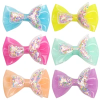 ncmama 3 inch fish tail jelly bows waterproof hair bows summer cute hairbows for girls solid color mini bow kids hairclip