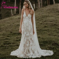 lace mermaid wedding dresses 2020 v neck vestido de noiva sleeveless robe de mariee bridal gown