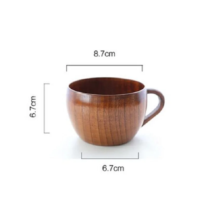

260ml Wooden Tea Cup Beer Mugs With Handgrip Tableware Beer Dining Cups Bar Drinkware Eco-friendly 1PC/2PCS/4PCS
