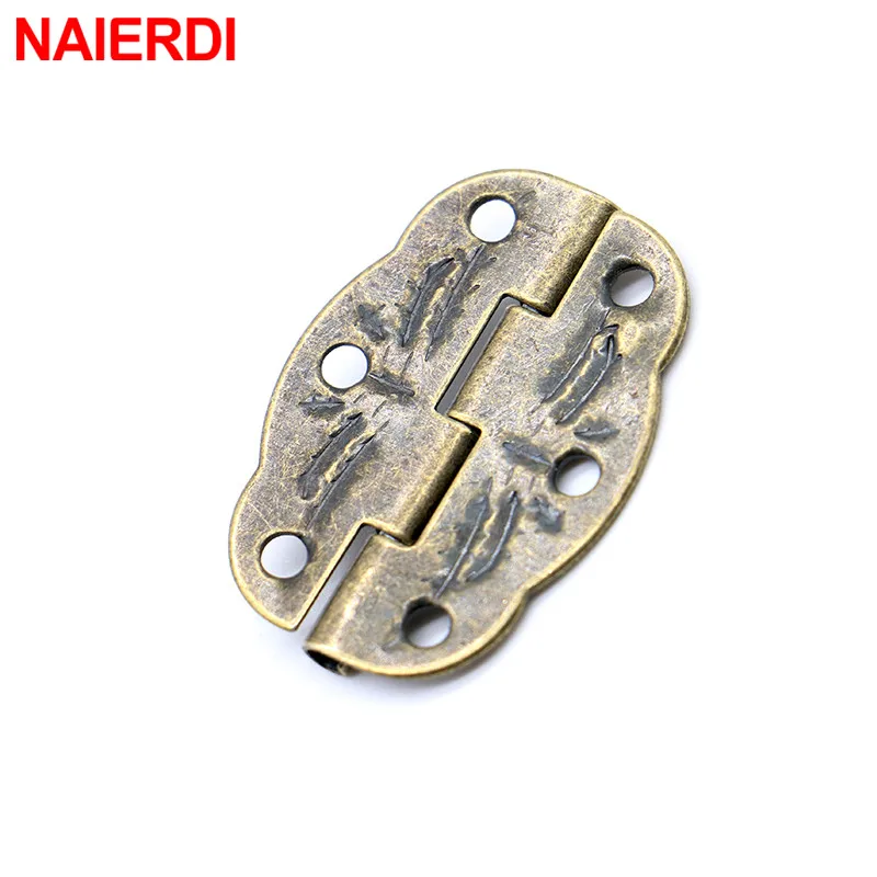 NAIERDI 10 шт. античный бронзовые шарниры шкаф мини-петля + 5 маленький металлический