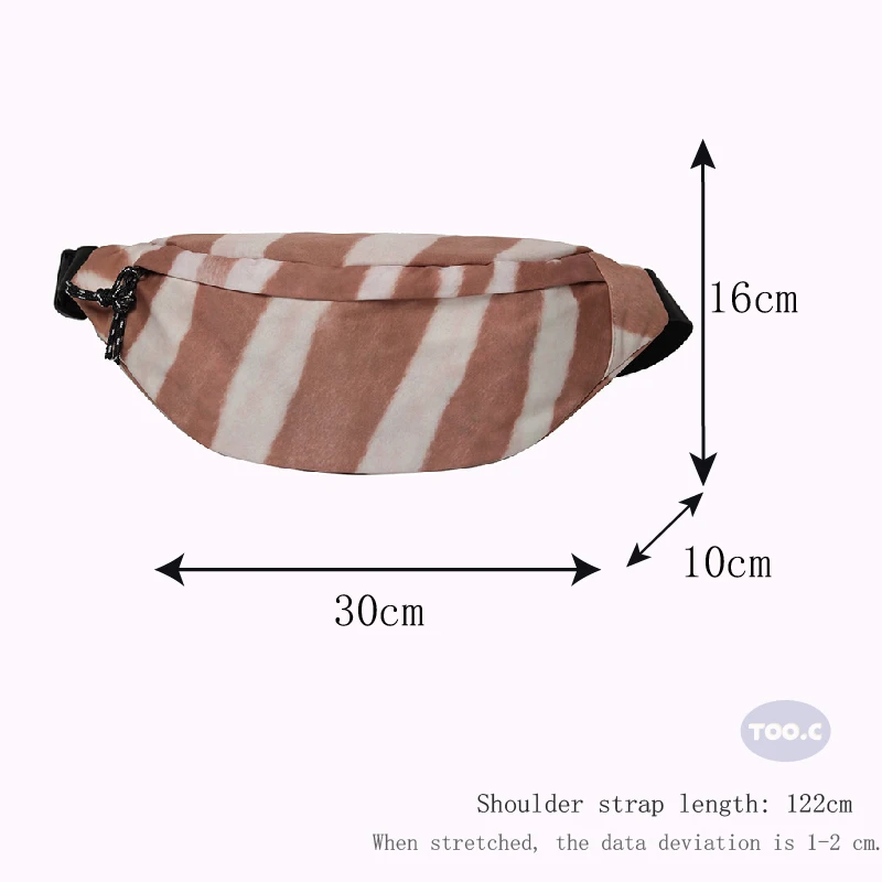 

Waterproof Nylon Stripe Waist Bag designer Zipper Chest Bag Sport travel Girl Waist Belt Bags Fashion Phone Waist Pack for women