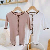 0 3 years old baby rompers kids knitted one piece 2021 spring baby girl korean style solid romper bodysuits toddler infant
