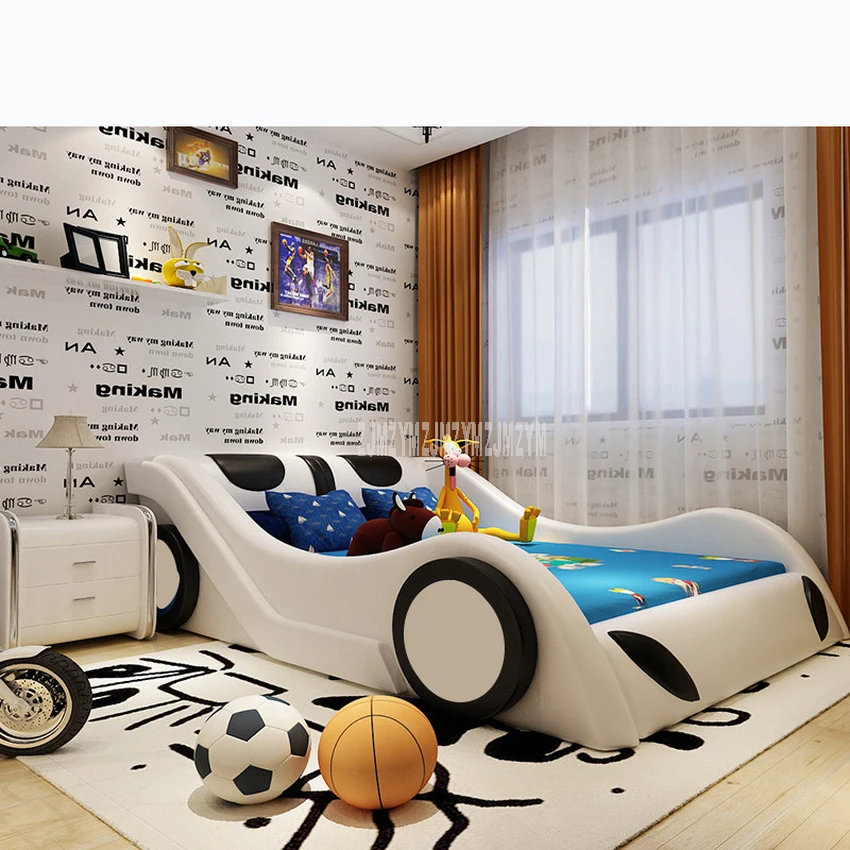 

1.2m/1.35m/1.5m/1.8m Children Bed With Mattress Bedside Cabinet Home Bed Child Bedroom Furniture Car Design Solid Wood Leather