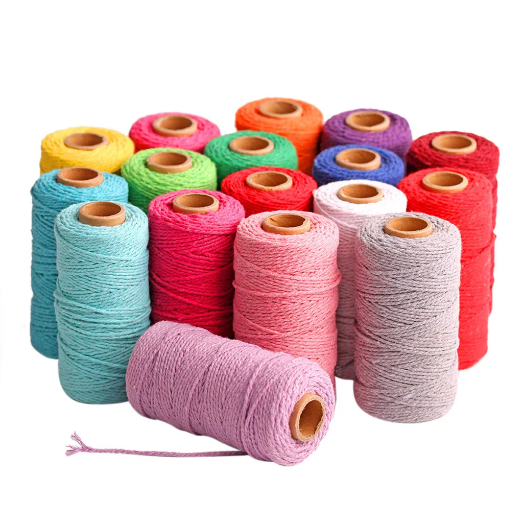 

new fiy Yarn 3mm x 200m Macrame Cotton Cord for Wall Hanging hot sale DIY Lanyard Ficelles Couleurs Thread Cord 2021 Yarn
