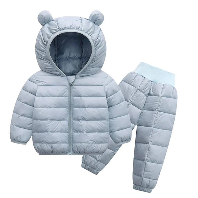 For 1-5 Years Toddler Girls Boys Costume 2 Pcs Coat+Pants Suit Solid Color Warm Winter Boy Infant Girls Baby Clothes