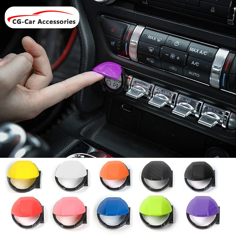 

MOPAI ABS Car Interior Engine Start Stop Key Button Switch Decoration Cover Stickers For Ford Mustang 2015 Up Car Styling