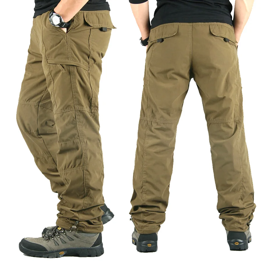 Зимние флисовые брюки теплые военные карго мужские повседневные Прямые