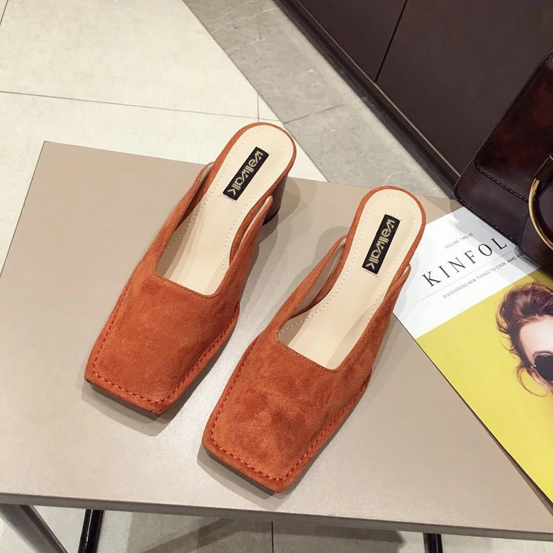 Wellwalk/обувь на блочном каблуке Женские шлепанцы массивном мюли высоком с