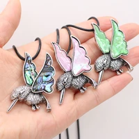 natural abalone shell animals pendant necklace cute flying bird shell pendant necklace for jewelry gift length 54x30mm 555cm