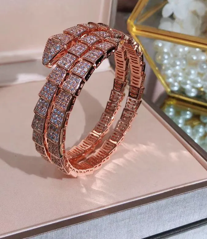 Абсолютно новые женские аксессуары из цирконов S925 серебро bijoux femme двойной обруч змея манжеты браслет adjsutable ювелирные изделия