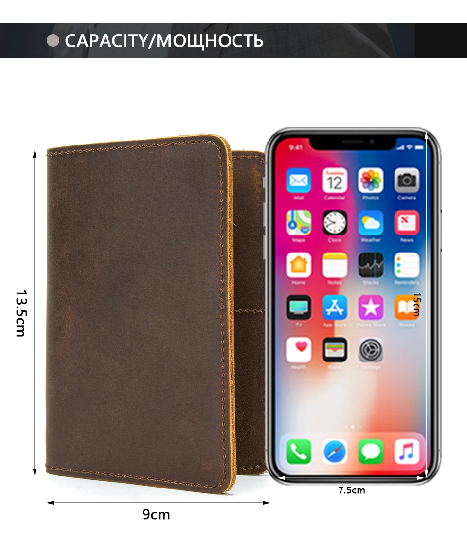 WESTAL натуральная кожа мужской кошелек фото держатель паспорта для карт