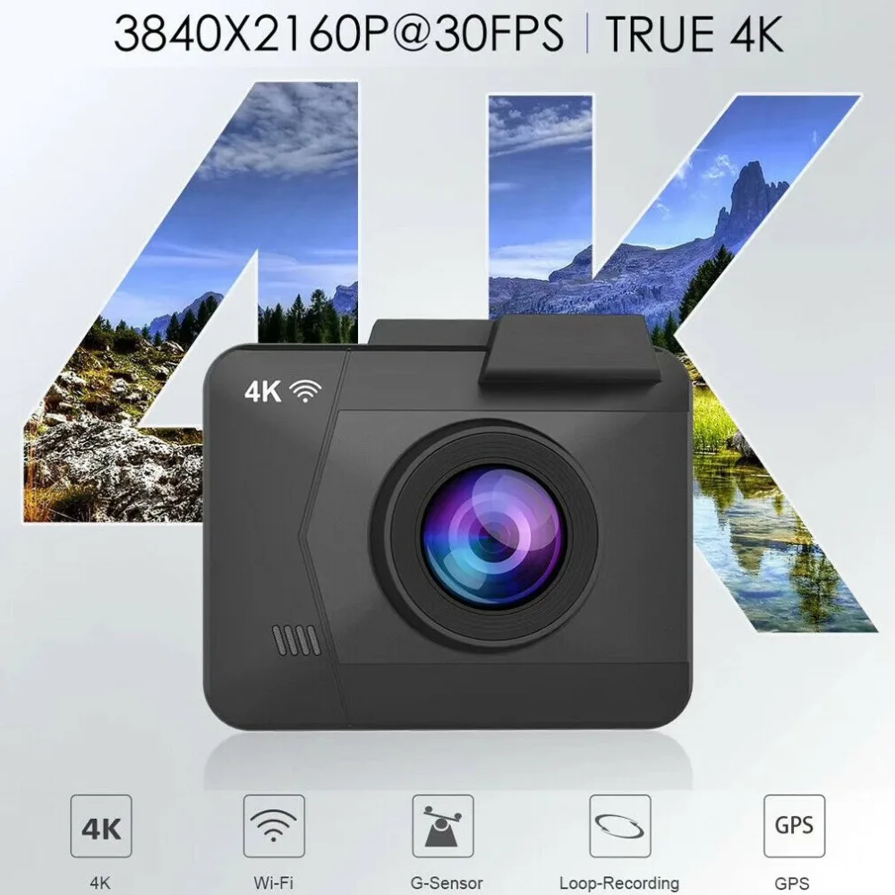 Настоящий 4K 3840*2160p 30fps dash cam встроенный gps WI-FI Автомобильный видеорегистратор для путешествия Автомобильный видеорегистратор с камерой с двумя объективами видеорегистратор заднего вида видеорегистратор с разрешением FULL HD 1080P