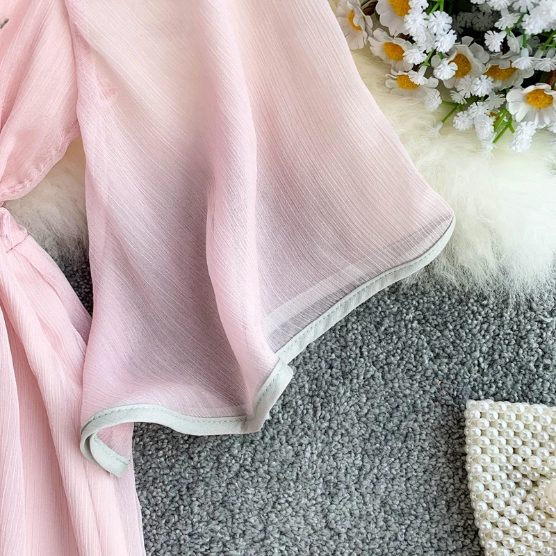 Женское шифоновое платье с высокой талией в стиле ретро новинка 2019 летняя мода