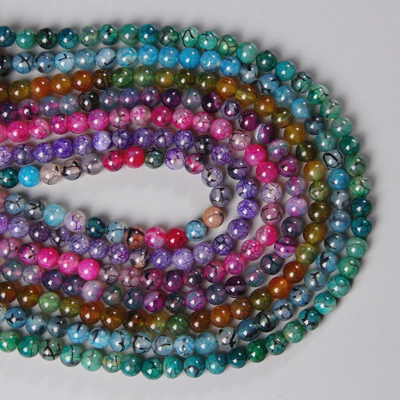 Гладкий натуральный камень огненный Агаты вены дракона треснувшая бусина