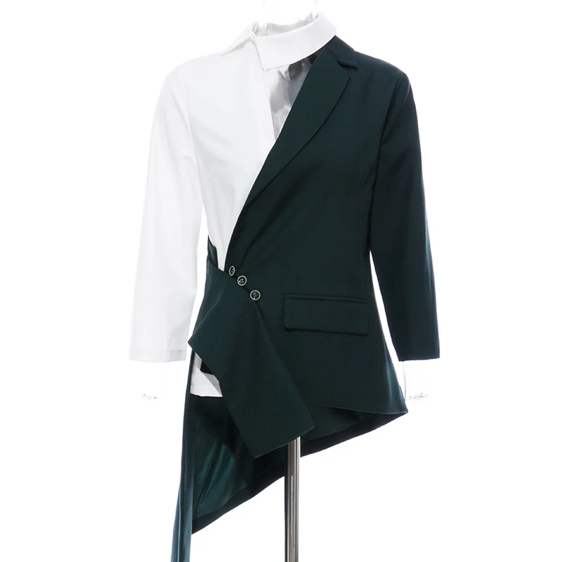 Женский Асимметричный блейзер с цветными блоками на весну и осень | Женская