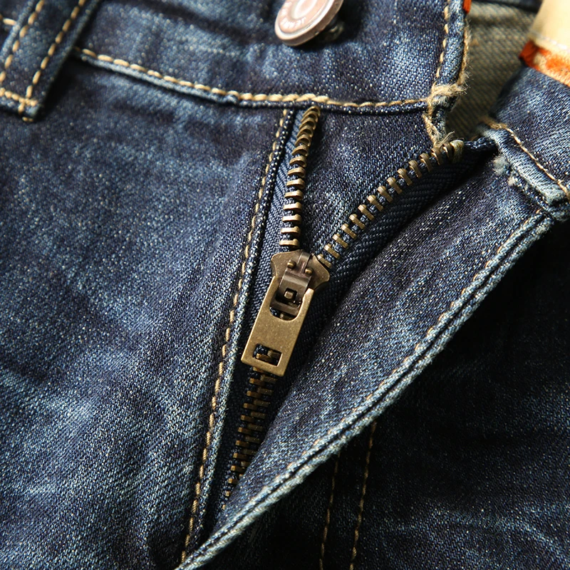 Мужские джинсы синие Стрейчевые прямые зауженные большие размеры 40 Осень-зима 2019