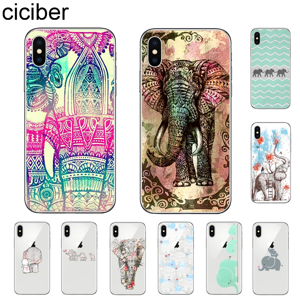 Ciciber этнический чехол со слоном для телефона Apple iPhone 7 8 6 6s Plus X XR XS MAX из мягкого ТПУ