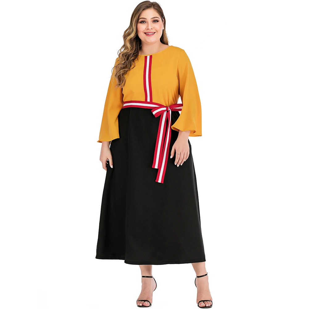 Женское длинное платье макси FADZECO повседневное Свободное с круглым вырезом и