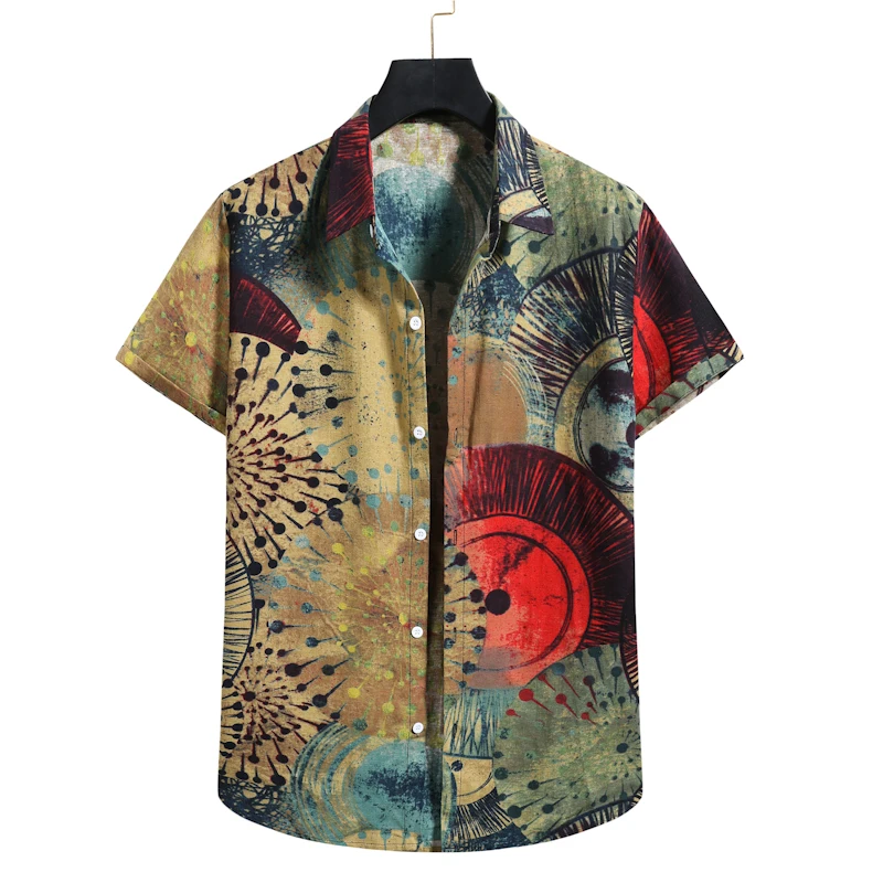 

2021 Hawaii New Leisure Linen Shirt Summer Men's Short Sleeve Fashion Shirt