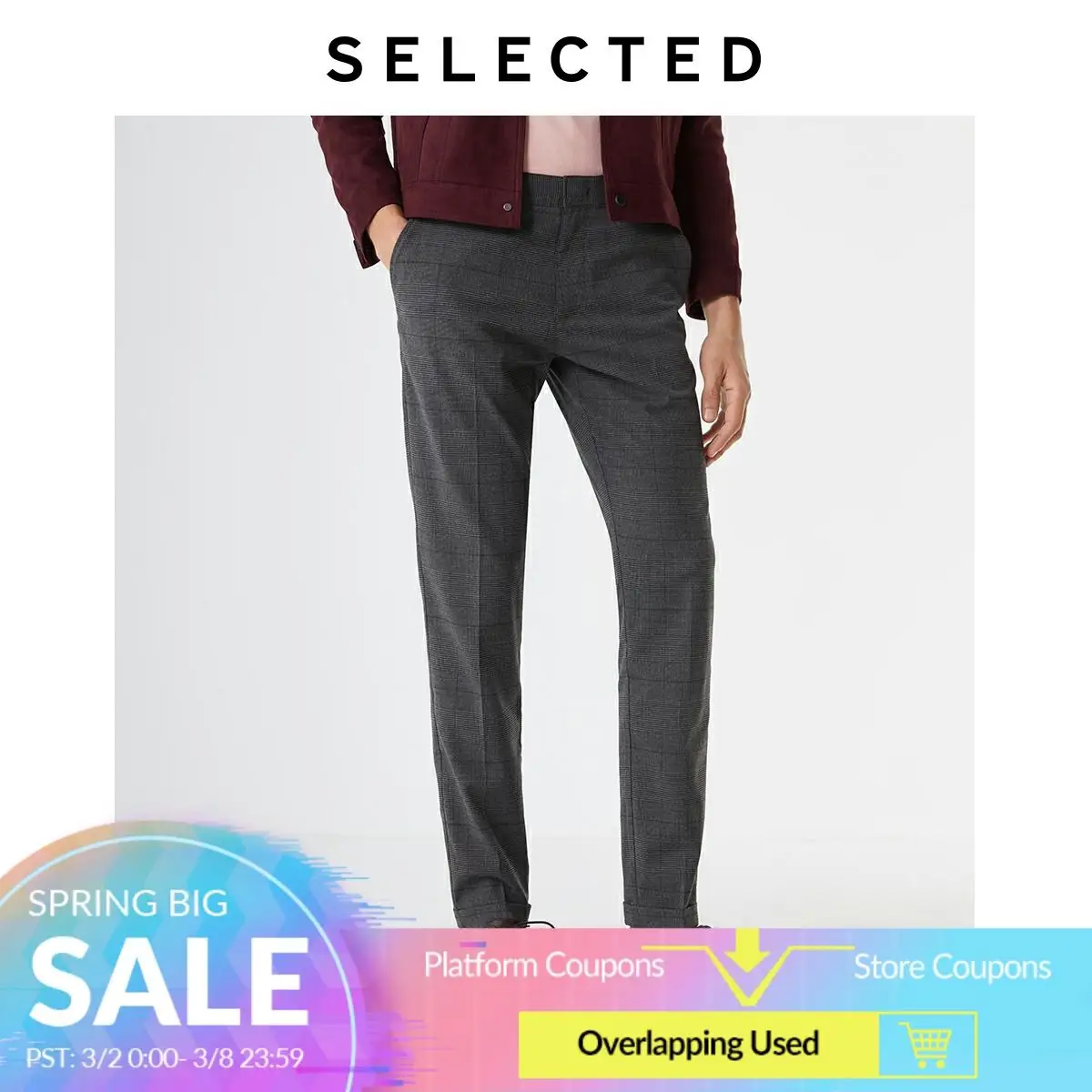 Мужские облегающие брюки в клетку повседневные S | 419414522 Мужская одежда