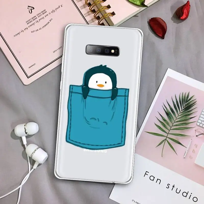 

Penguin cartoon lovely funny cover Phone Case Transparent For Samsung Galaxy A 71 21s S note 8 9 10 plus 20 ultra