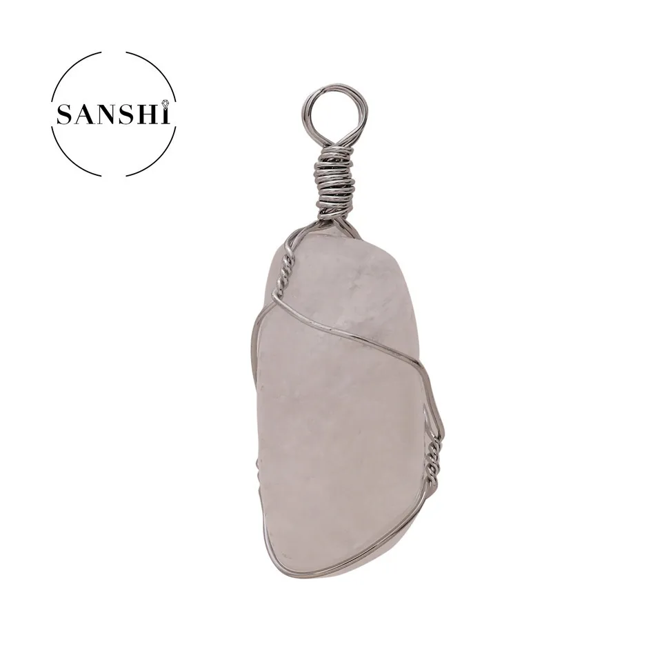 

Unique Love Women Gift Natural Stone Pendant Jewelry Gold Plate Wire Wrap Pink Clear Purple Yellow Crystal Irregular