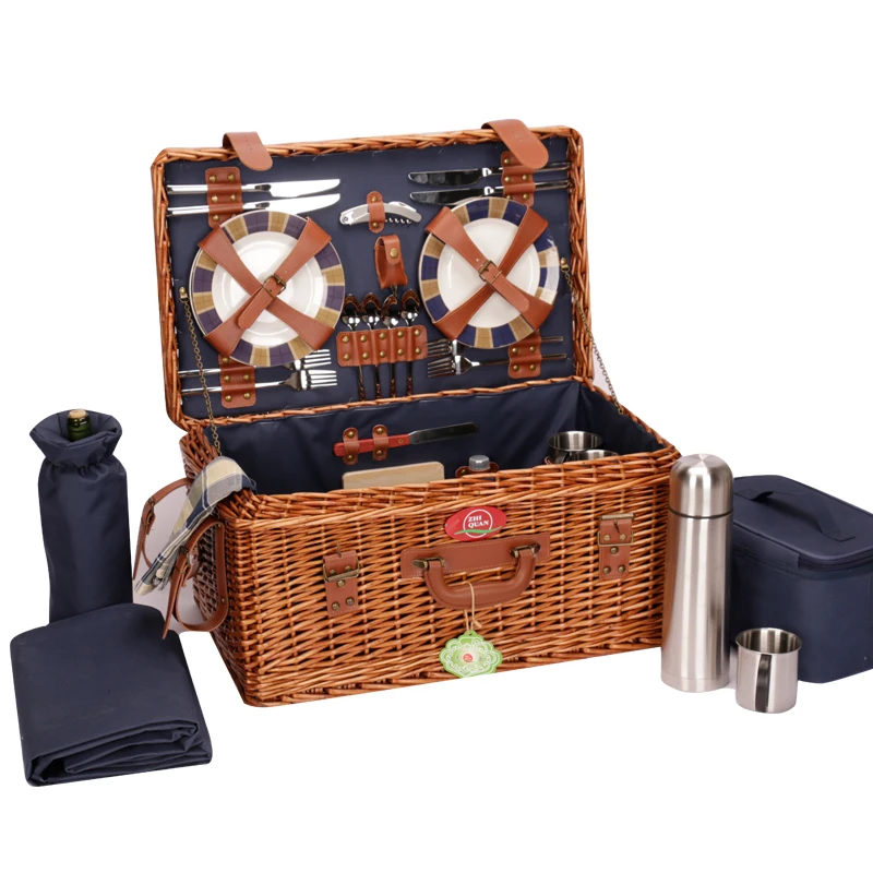 

Picnic basket high-end custom picnic with lid cutlery box outdoor supplies camping storage